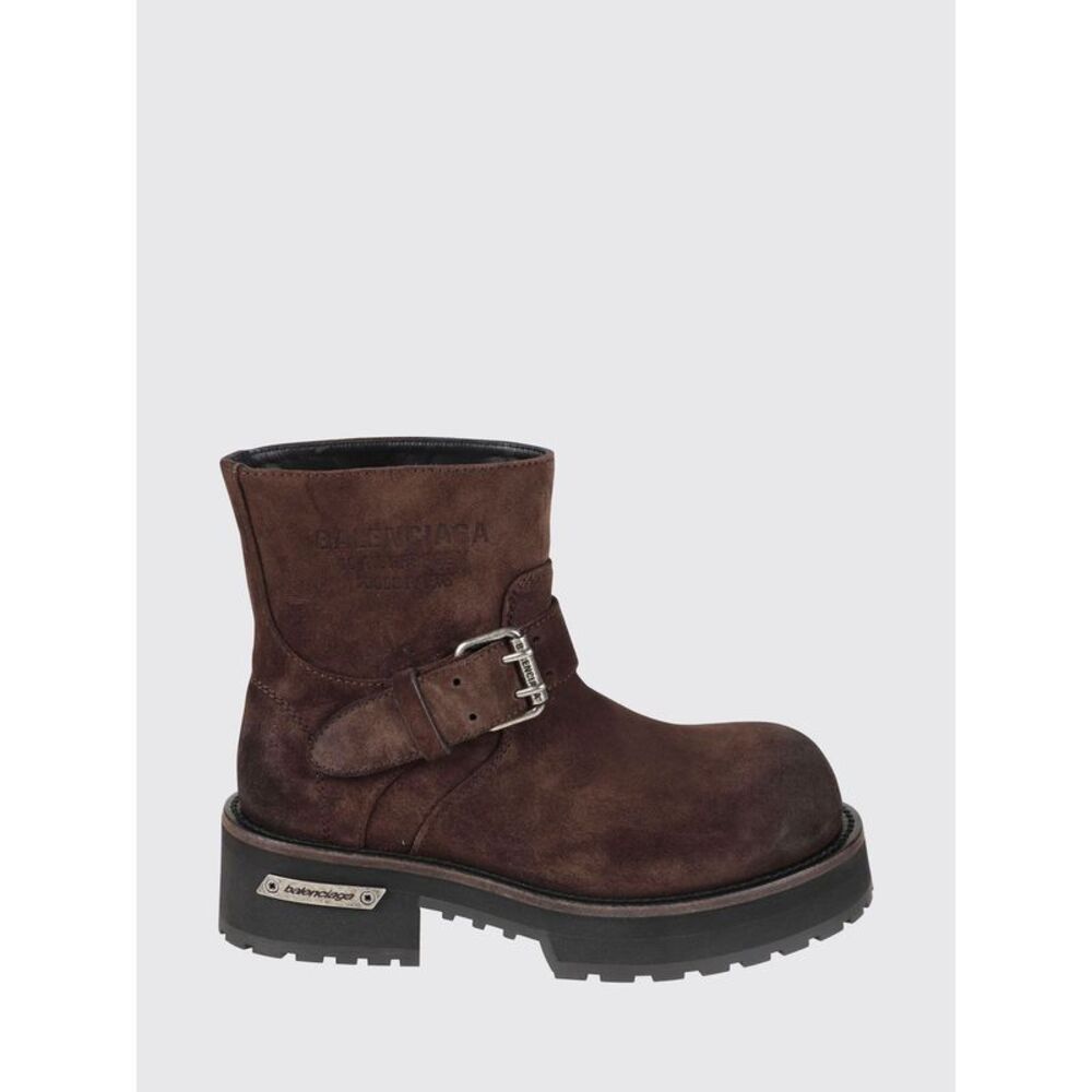 Balenciaga Women Balenciaga Suede Calfskin Biker Boots With Lug Sole